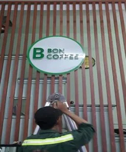 Làm hộp đèn tròn cho quán cà phê bon bon ở quận 1 TPHCM