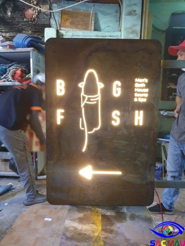 Làm Bảng Hiệu Alu - Mica chữ nổi, đèn LED các loại TPHCM Bảng sắt mica lộng mặt mica có đèn