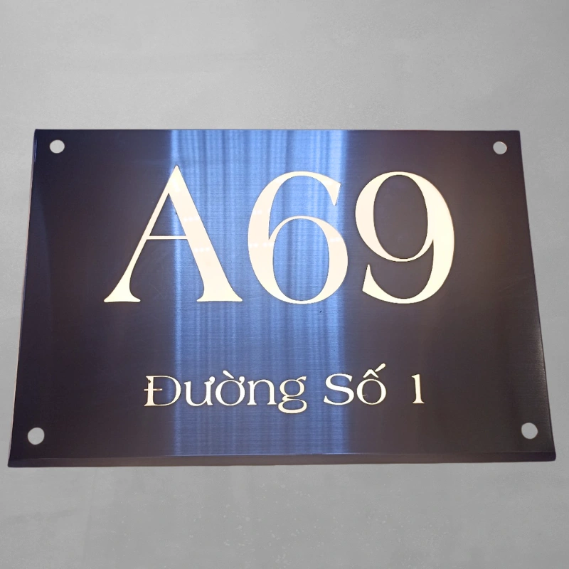 Tổng hợp 8 kích thước biển số nhà theo quy định của Nhà nước Bảng số nhà Inox thiết kế hiện địa, có đèn LED sáng trong