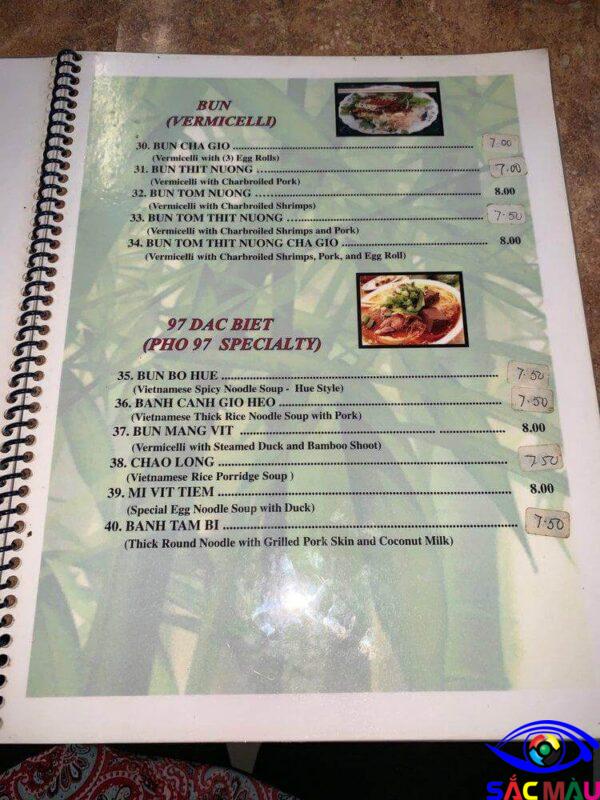 menu nhựa 