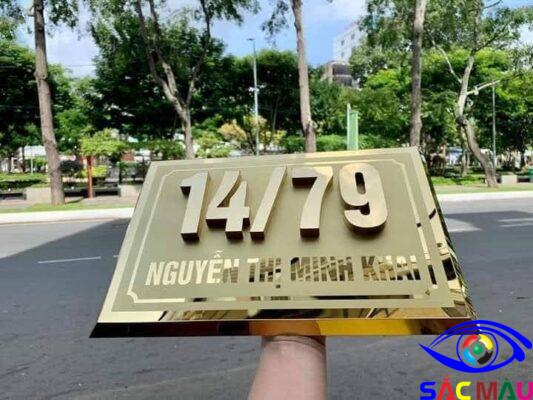 Bảng số nhà inox vàng bóng