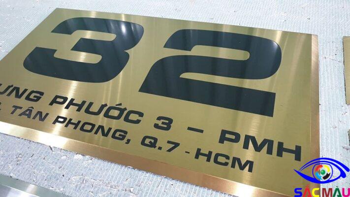 Bảng số nhà inox vàng xước