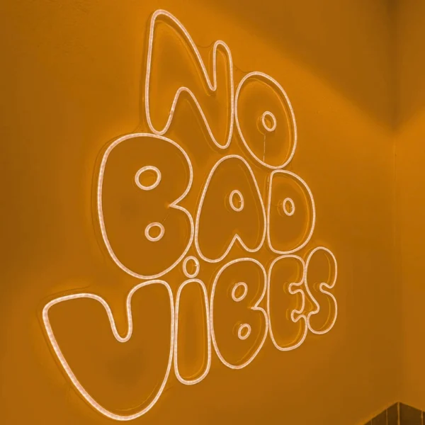 Bảng LED ma trận một màu - full màu giá rẻ Led Neon Sign chữ No Bad Vibes treo tường màu cam