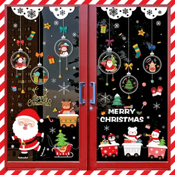 Dán decal Giáng Sinh trang trí cửa kính với họa tiết Noel đẹp, tạo không khí lễ hội rực rỡ
