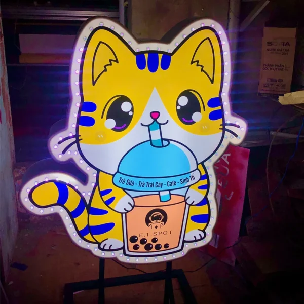 Hộp đèn mô hình con mèo phát sáng trang trí cửa hàng
