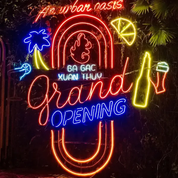 Biển hiệu đèn neon sign khai trương rực rỡ tại Xuân Thủy, thiết kế bắt mắt và thu hút